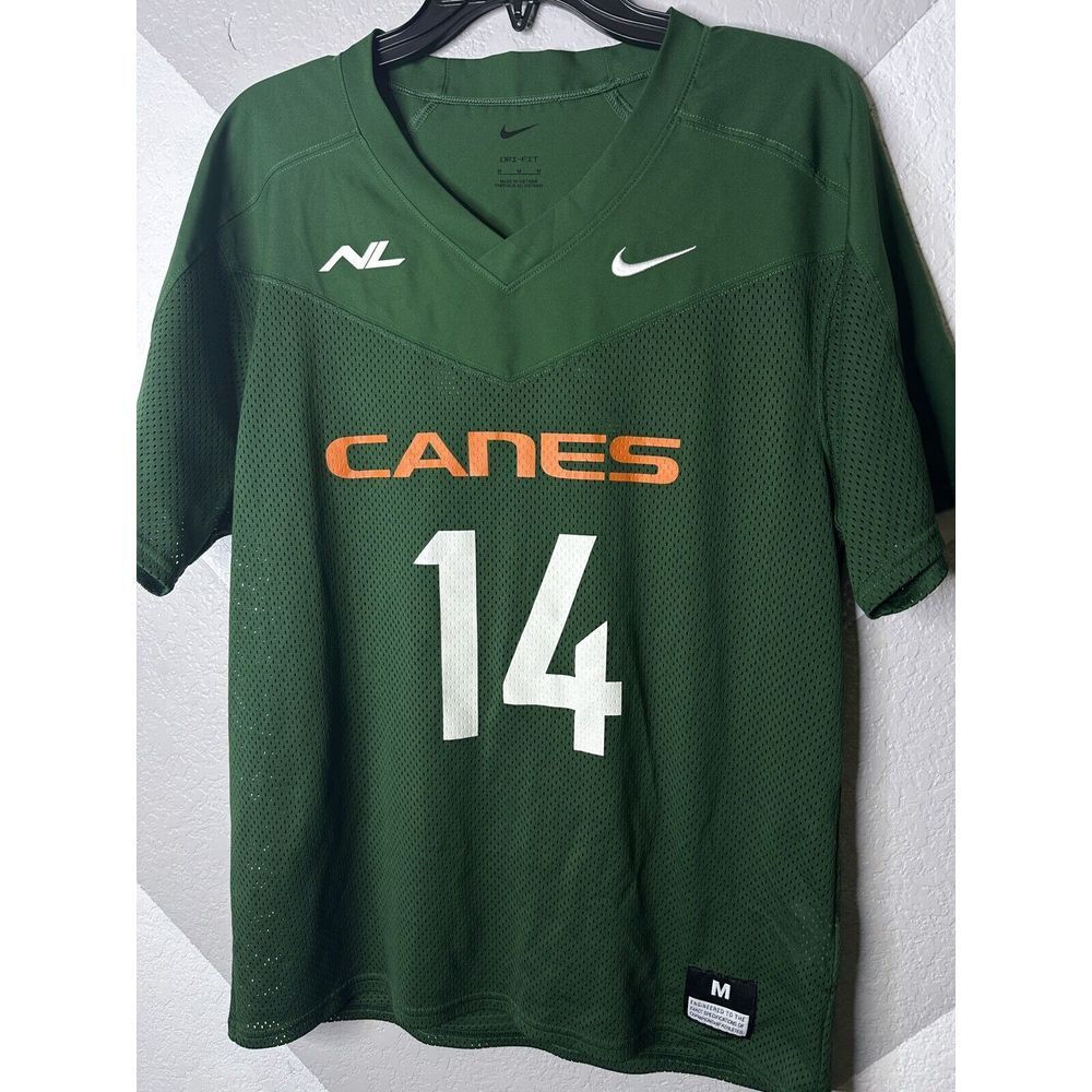 Nike Men's Green 'Canes' Football Jersey #14